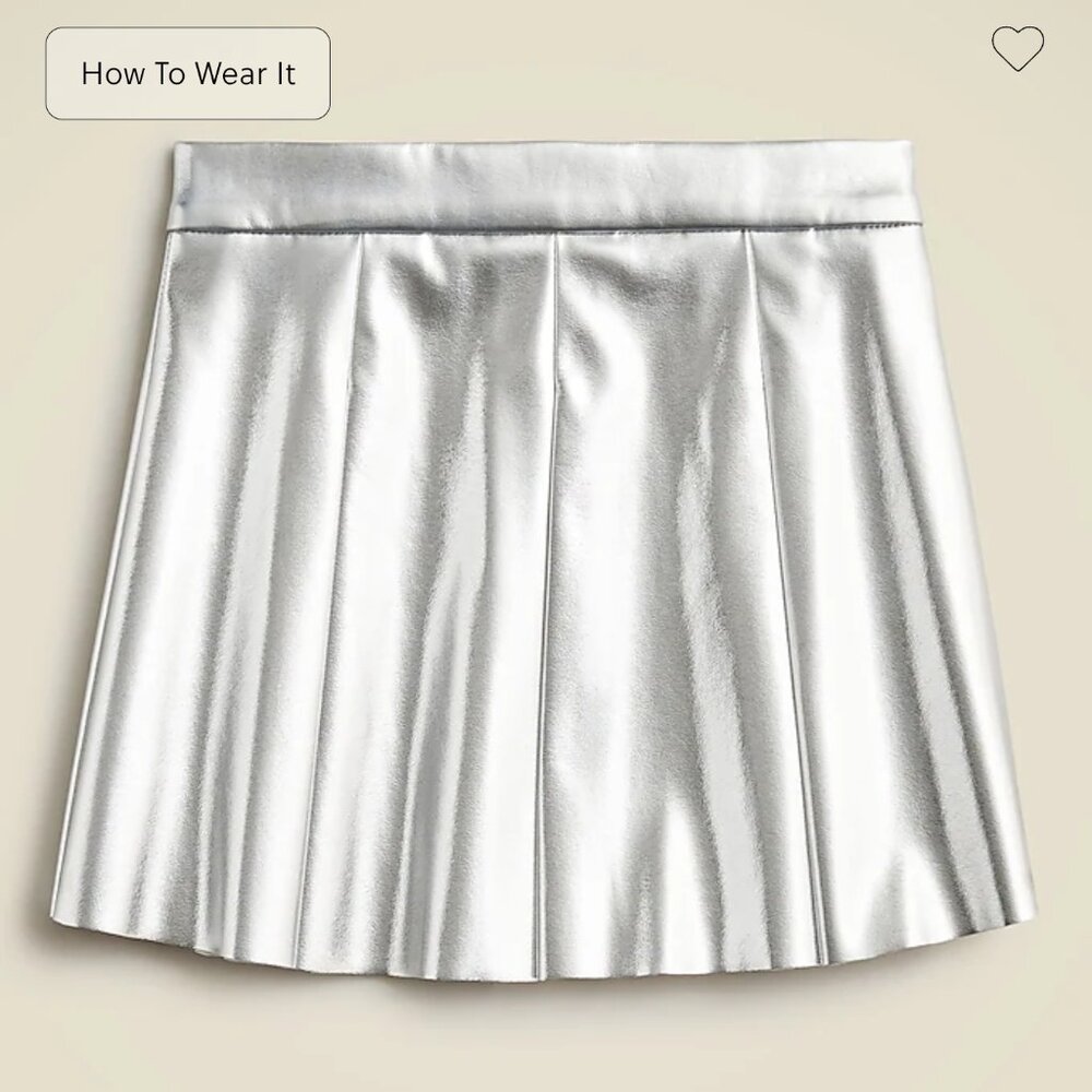 NWT Jcrew Crew cuts silver pleated skirt girls 7
